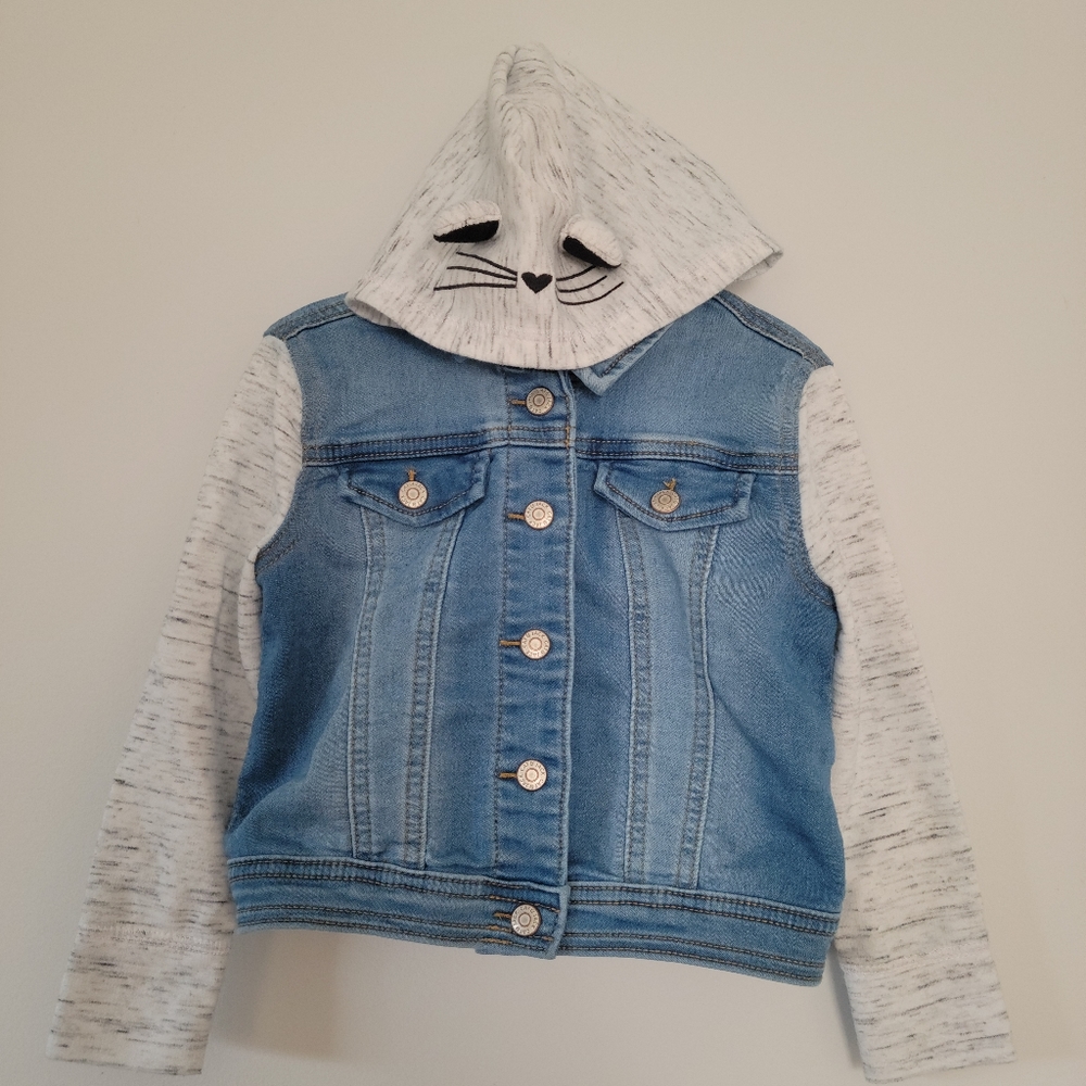 4t Cat & Jack Denim Cat Hood Jacket